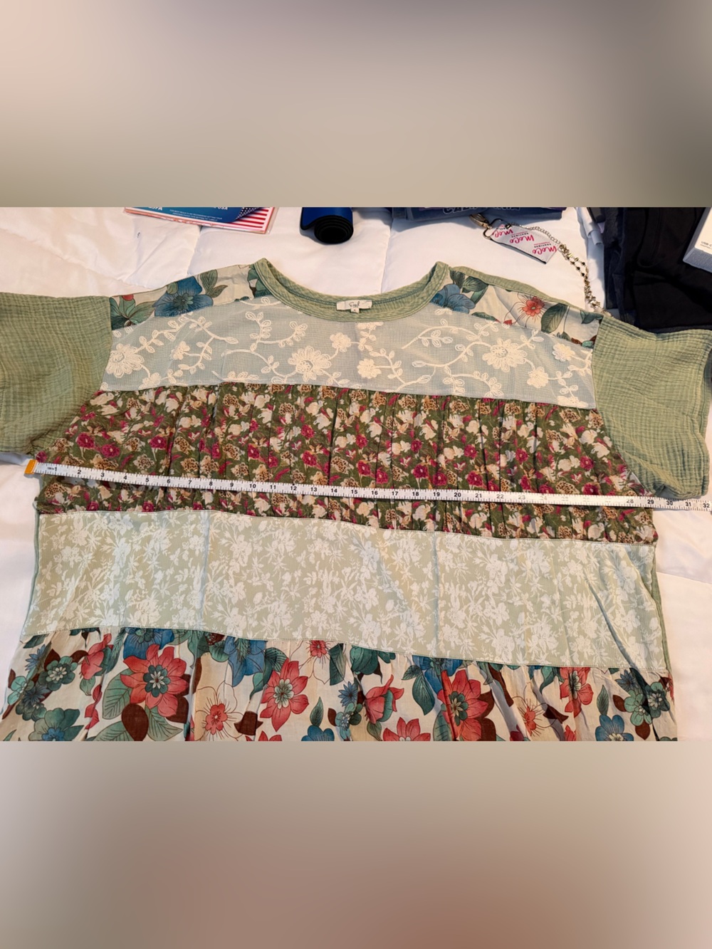 130 Easel Dusty Sage Short Sleeve Mix Minerals Top - Picture 4 of 7